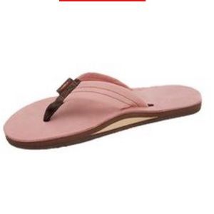 Rainbow Leather Thong Flip Flop Pink Women 11-11.5
